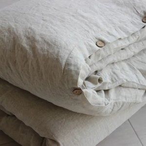 Stonewashed Organic Linen Duvet Cover - Full - Natural Linen